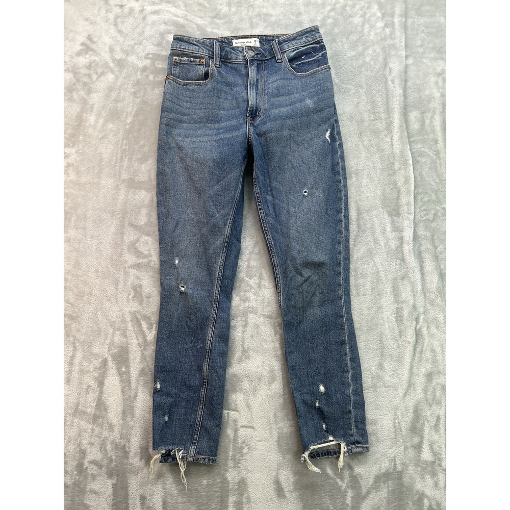 Abercrombie & Fitch Jeans Womens Sz 2r/26 Blue The High Rise Skinny Whiskered